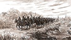 Die Lakota auf den Pferden transportieren sie Frauen Kinder Tipis...